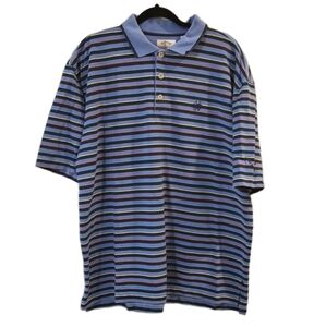 Callaway Golf Polo Shirt Mens XL Short Sleeve Periwinkle Blue Striped Preppy Dad